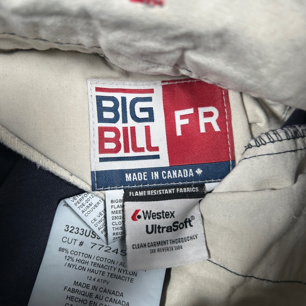 Big Bill FR Cargo Pants Mens 30x30 Navy Blue Westex UltraSoft Flame Resistant - Picture 7 of 16